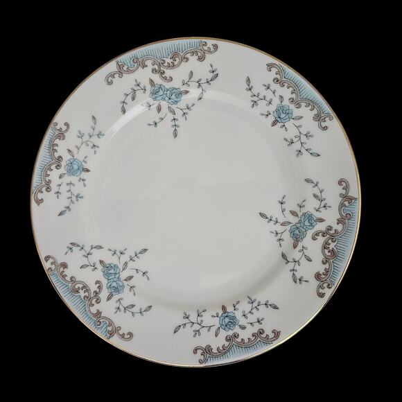 Imperial China W Dalton Seville 5303 Blue Rose Gold Trim 6.5" Plates Set of 4 - Picture 2 of 6